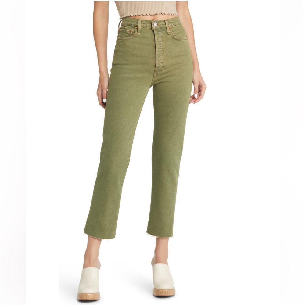 RE/DONE 70s Ultra High Rise Stove Pipe Jeans in Washed Sage - NWT - Sz 25 - Picture 5 of 11